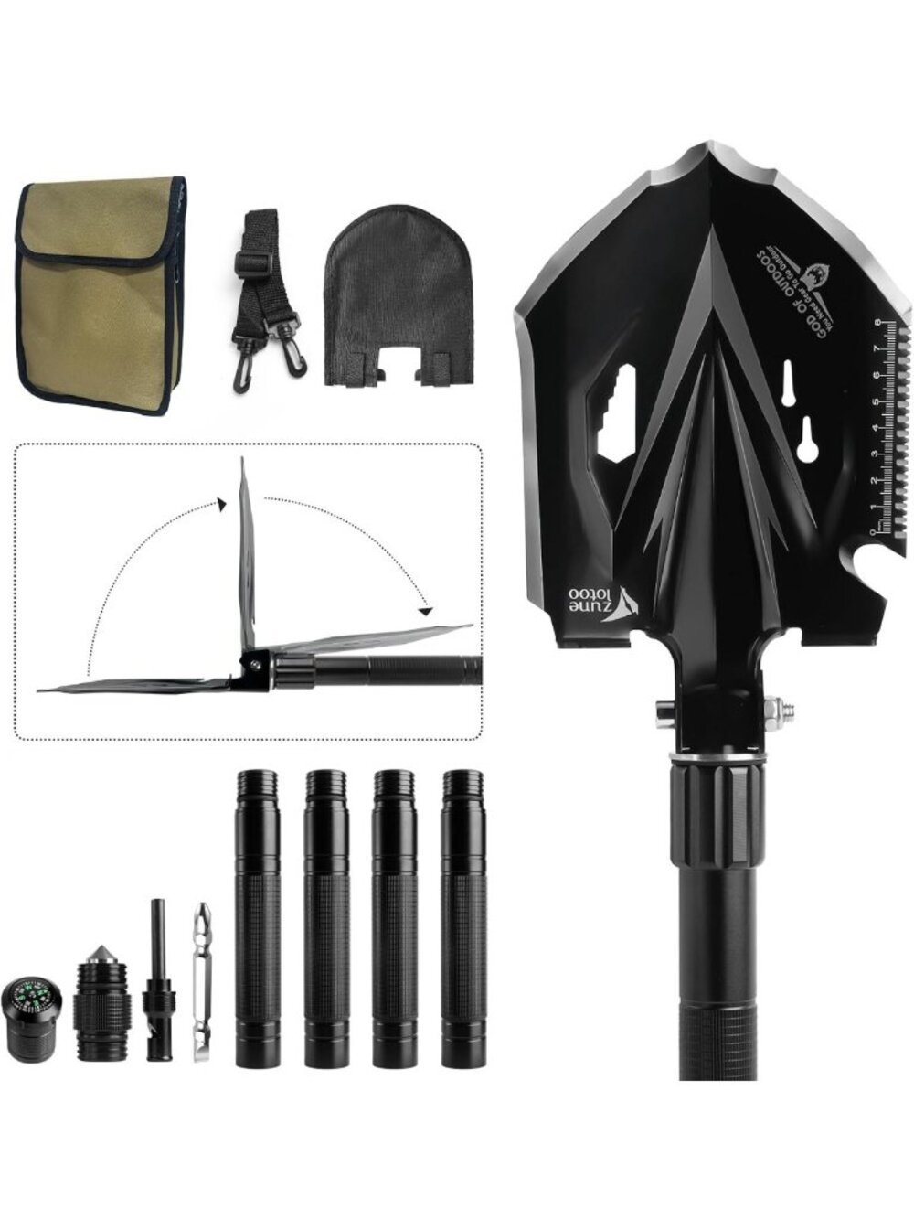 Compact Tactical Survival Shovel Multitool | Folding Camping Tool for Adventure